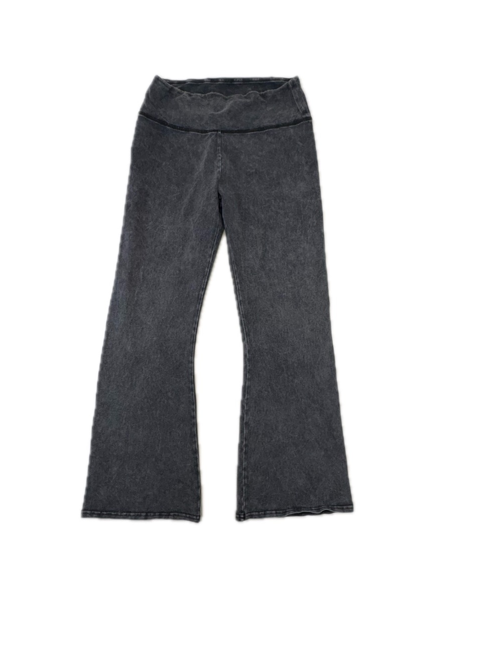 Aerie Chill Play Move High Waisted Cropped Flare Leggings Grey Acid Wash Size M